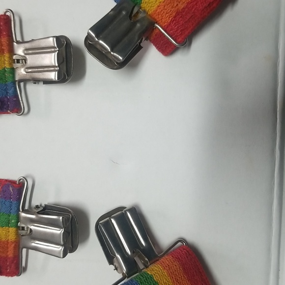 Vintage Y2K Rainbow Suspenders LGBTQ Pride Month festival Hippie retro 70's - Picture 7 of 11
